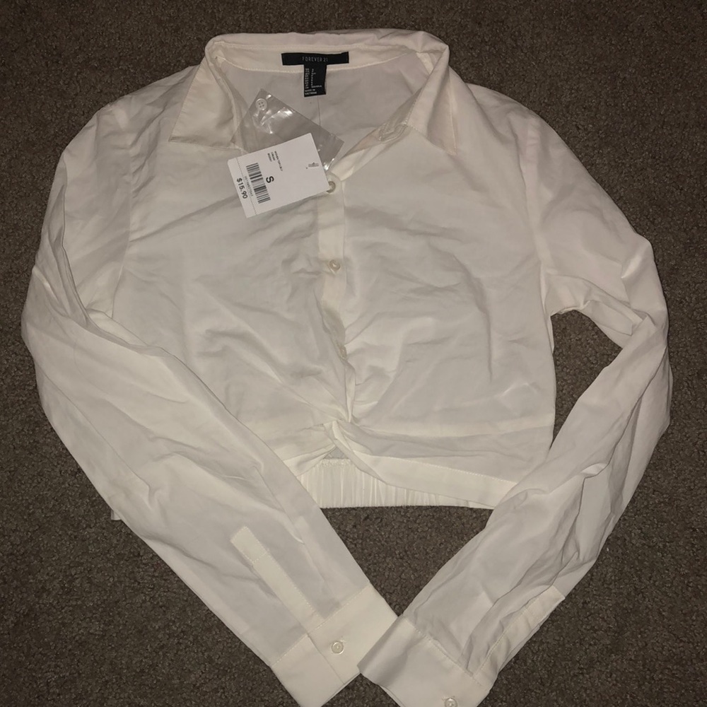White collard Crop Top